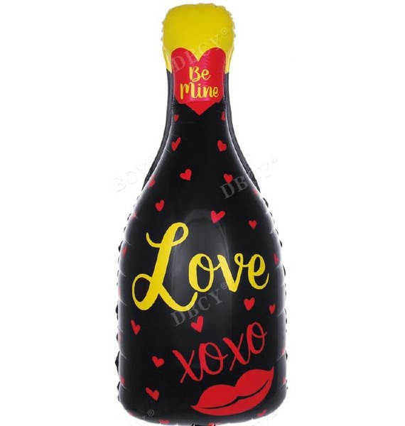 Воздушный шар Бутылка Шампанского Love (84 см) брызги шампанского