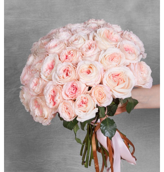 Букет-соло пионовидных роз "Mayras Bridal"  (15,25,35,51,75 или 101). Букет цветов с доставкой по Москве.