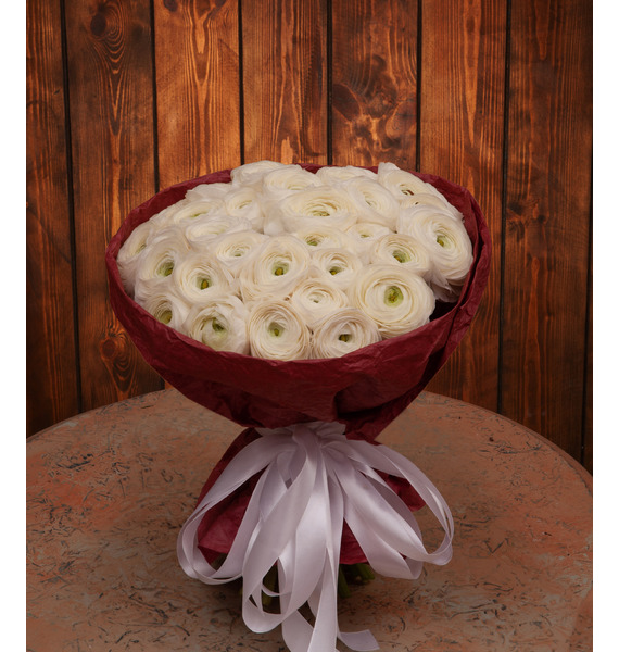 Букет-соло белых ранункулюсов (15,25,35,51,75 или 101) от Send Flowers