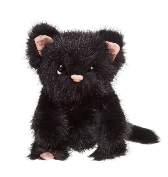 Игрушка из натурального меха норки "Чёрненький котёнок" (18 см)