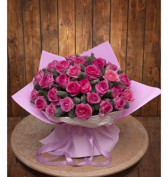 Букет-соло Розовые розы (15,25,35,51,75 или 101) открытка а5 100 лет розы 5 09 0302