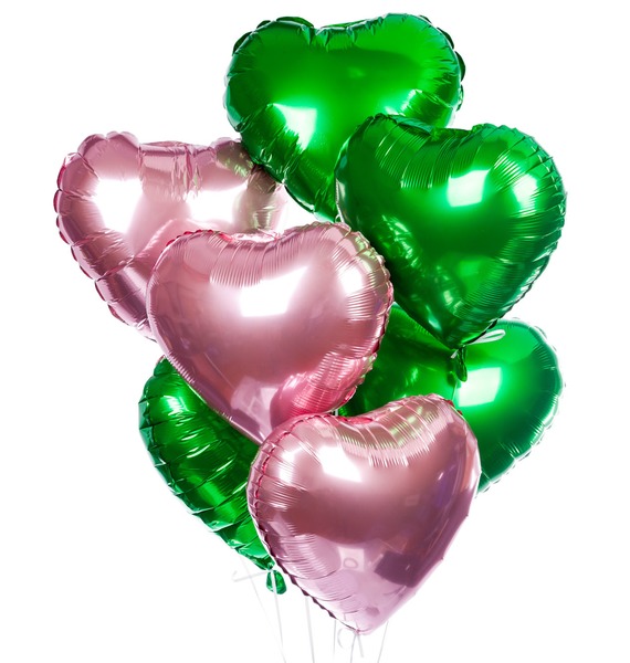 Букет шаров Летние сердца (7 или 15 шаров)