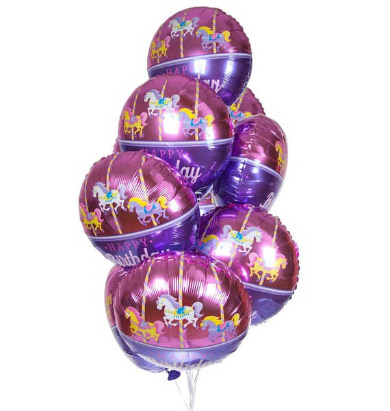 Фото - Букет шаров С Днём Рождения! (Карусель) (9 или 18 шаров) букет шаров поздравляем 9 или 18 шаров