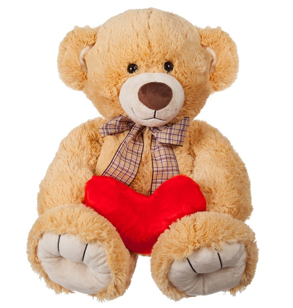 Мягкая игрушка "Кремовый медведь с сердцем" (65 см)