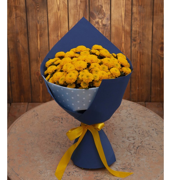 Букет-соло жёлтых хризантем (15,25,35,51,75 или 101)
