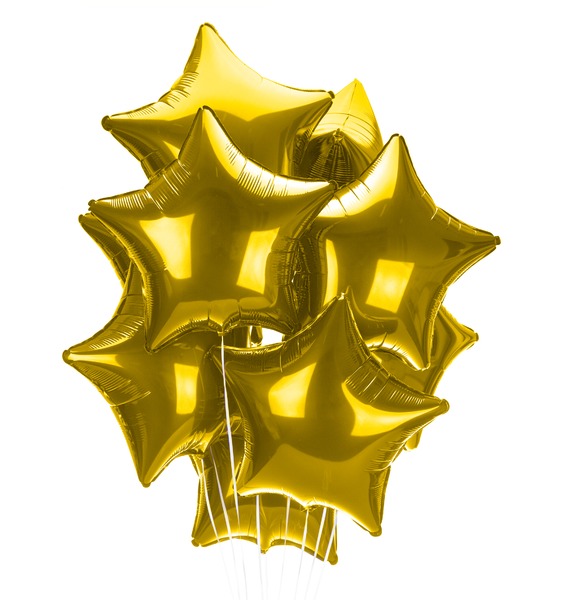 Букет шаров Золотые звезды (9 или 18 шаров)