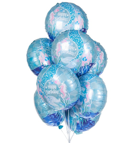 Фото - Букет шаров С Днём Рождения! (Русалочка) (9 или 18 шаров) букет шаров поздравляем 9 или 18 шаров